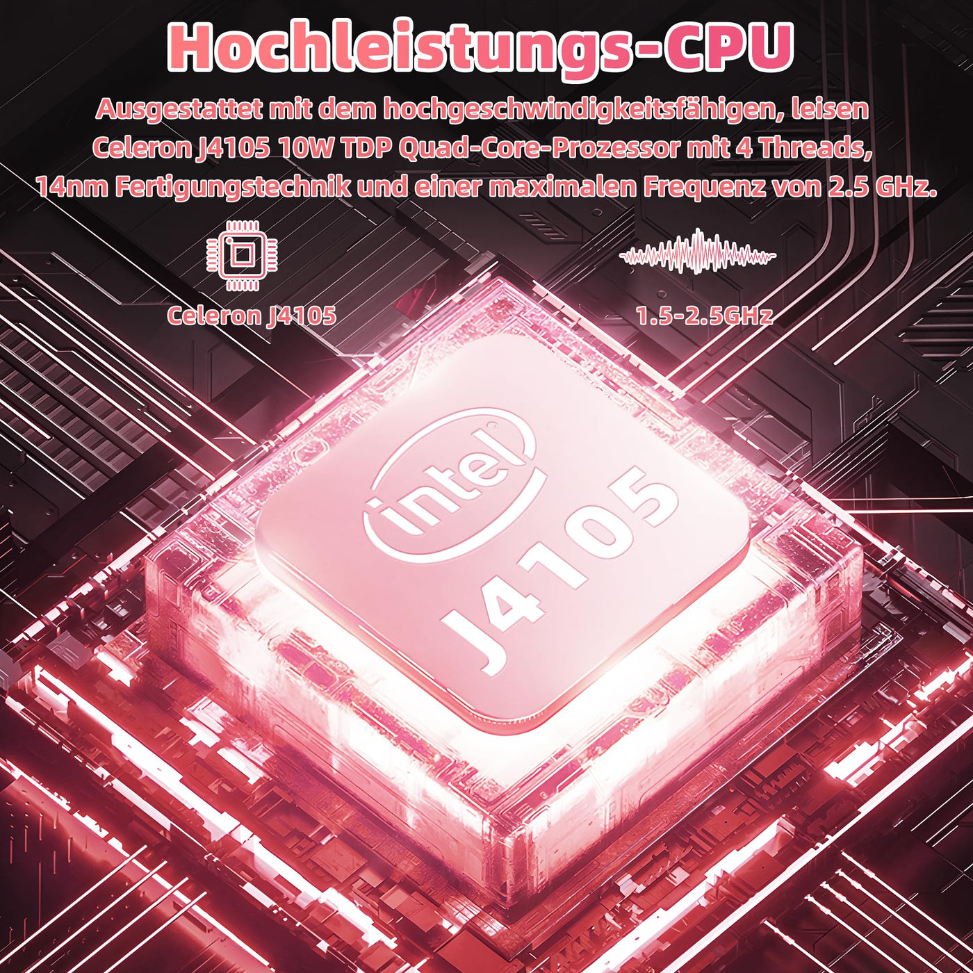 Fsjun 14 Zoll Laptop Roségold, FHD Display, 4 Kern Prozessor Celeron J4105, 8GB DDR4 RAM, 512GB SSD, Webcam, WiFi, USB 3.0 x2, Mini-HDMI, Ultra-dünn, Notebook für Anfänger, DE Tastaturschutz