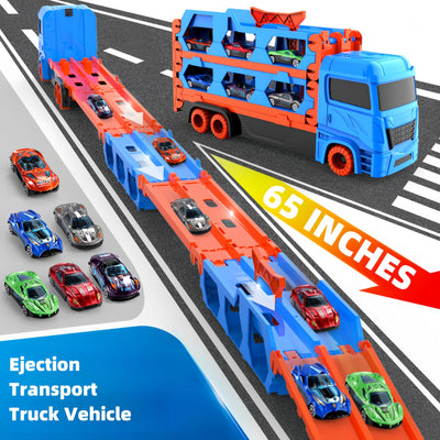 Bearbao Kleinkind Jungen Spielzeug 3-6 Jahre, 65 Zoll Rennstrecke Mit Druckguss Transport LKW Auto Set für Kinder