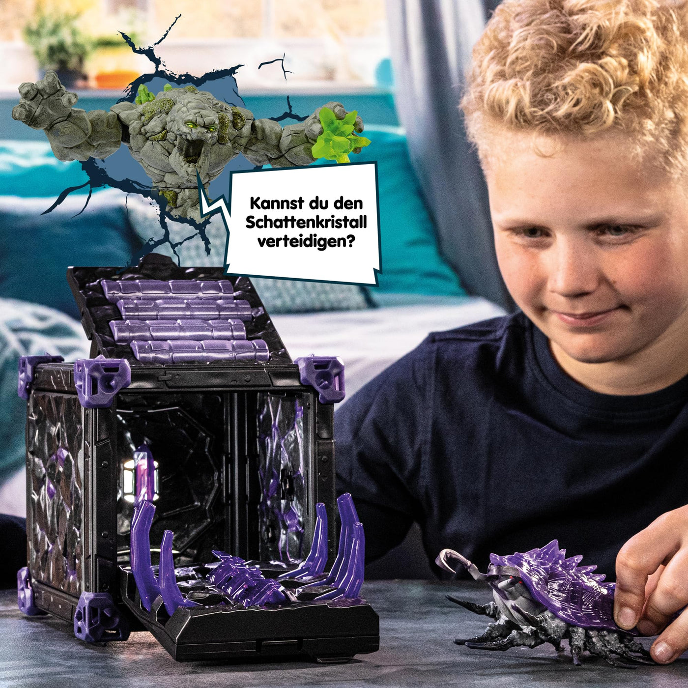 SCHLEICH ELDRADOR Creatures | Battle CAVE Schattenassel 42675 | Set aus ELDRADOR Battle Cave mit Monster und Schattenkristall | Battle Caves zur Arena stapelbar | Spielzeug ab 7 Jahren | 34 Teile