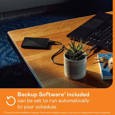 WD My Passport externe Festplatte 4 TB (mobiler Speicher, schlankes Design, herunterladbare Software, automatische Backups, Passwortschutz) Schwarz - auch kompatibel mit PC, Xbox und PS4