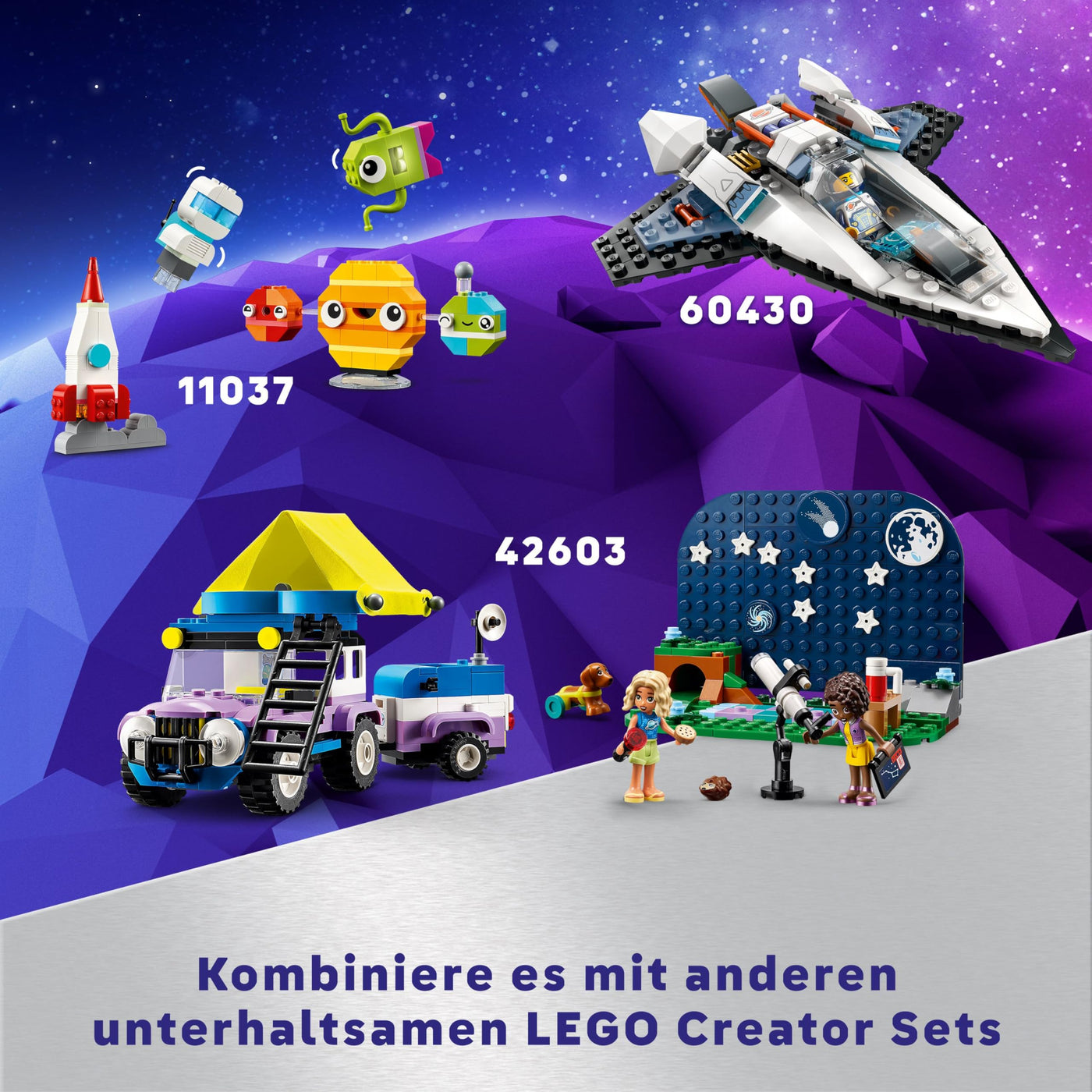 LEGO Creator 3in1 Astronaut im Weltraum Spielzeug, Modellbausatz mit Hund und Raumschiff für Kinder, Kinderzimmer-Deko, kreatives Geschenk für Jungs und Mädchen ab 9 Jahren 31152