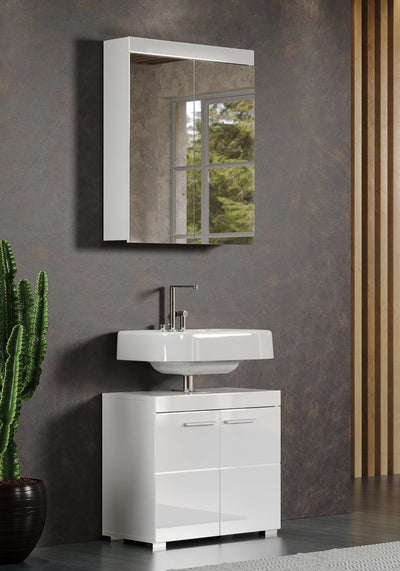 trendteam smart living - Waschbeckenunterschrank Unterschrank - Bad - Amanda - Aufbaumaß (BxHxT) 60 x 56 x 34 cm - Farbe Weiß Hochglanz - 139330101