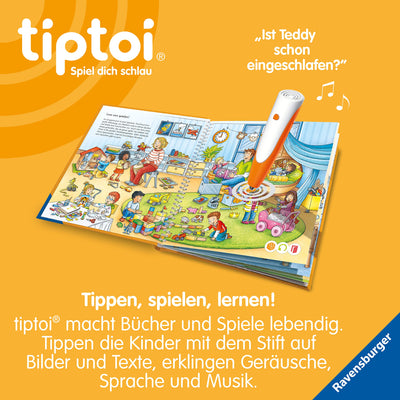 Ravensburger tiptoi Stift und Wörter-Bilderbuch Kindergarten - Lernspielzeug für Kinder ab 3 Jahren - Stylus mit überragender Audioqualität, Akku und Soft-Grip-Hülle - Grün, Orange, Silber - 00113