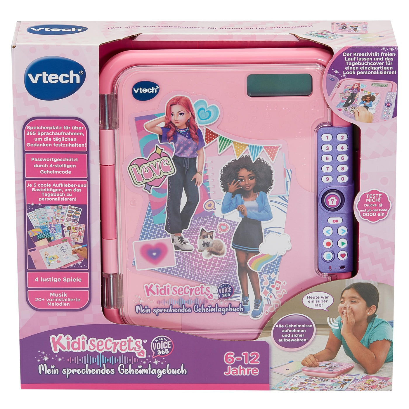 Vtech KidiSecrets – Magic Voice 365 – Das 2-in-1 Tagebuch für Sprachaufnahmen, kreative Spiele und persönliche Erinnerungen – Für Kinder von 6-12 Jahren