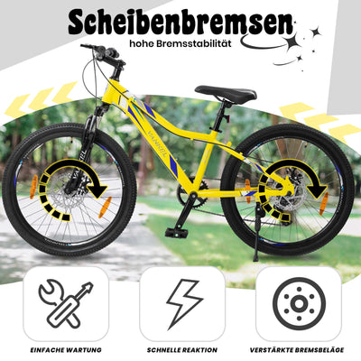 Mountainbike 24 Zoll Jungen Mädchen Kinderrad 6 Gang Schaltung Kettenschaltung