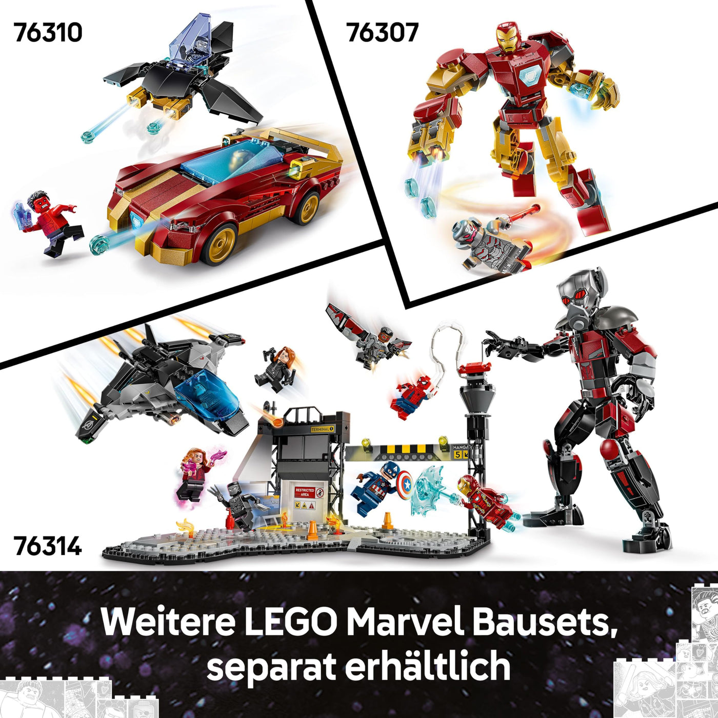 LEGO Marvel: Marvel Logo & Minifiguren - Sammlerstück inkl. Hulk, Thor, Iron Man, Black Widow und Captain America - Bauset mit Avengers Figuren - Geschenk für Jungen und Mädchen ab 12 Jahren 76313