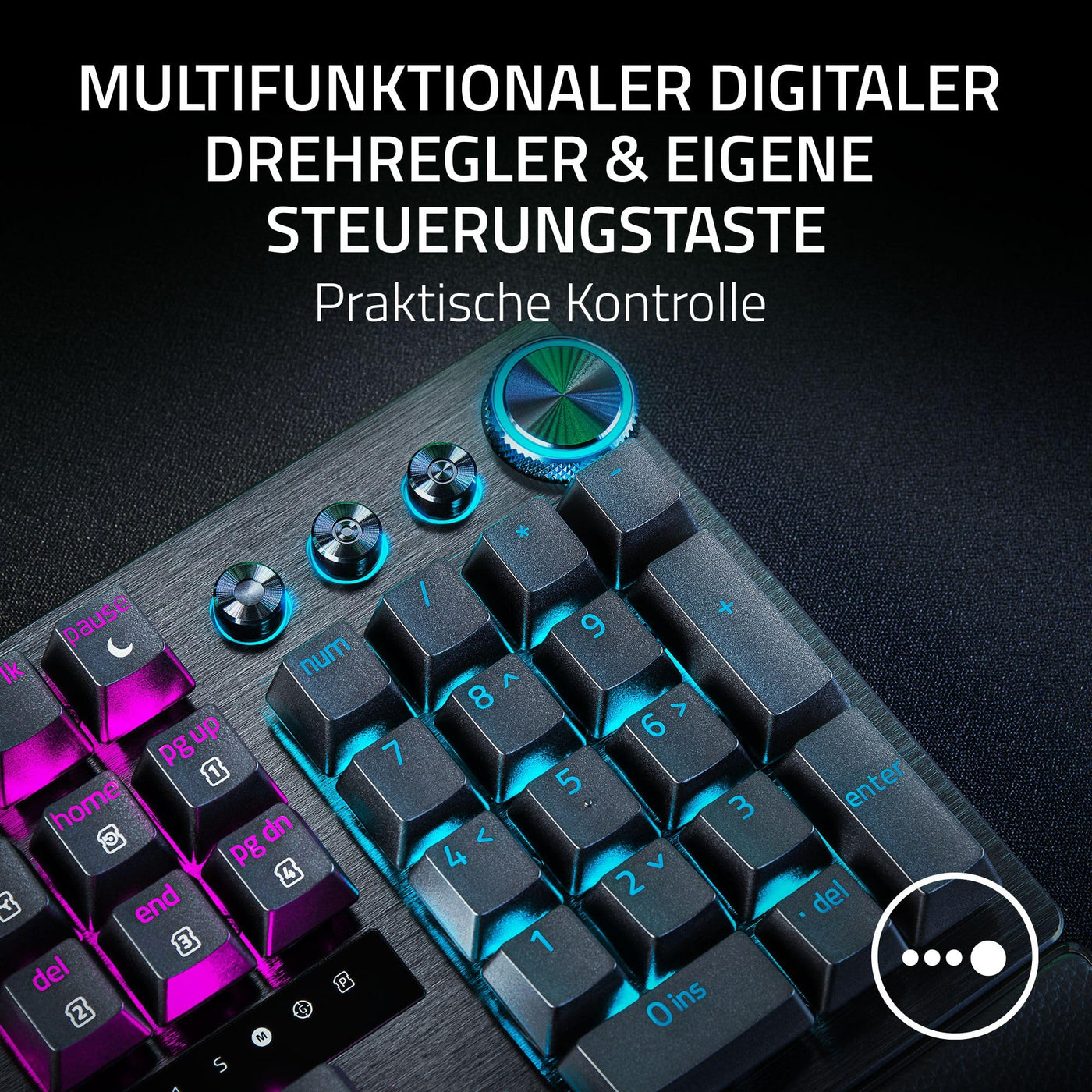 Razer Huntsman V3 Pro - Analoges optisches E-Sport-Keyboard Snap Tap & Rapid Trigger (Schnellfeuer-Modus, Multifunktionaler Drehregler, Doubleshot-PBT-Tastenkappen) DE-Layout | Schwarz
