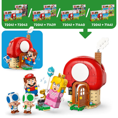 LEGO Super Mario Party bei Toads Haus - Interaktives Set mit 2 Figuren, Küche, Schlafzimmer & Picknicktisch - Kinder Spielset zum Bauen - Gamer Geschenk für Jungen & Mädchen ab 7 Jahren - 72041