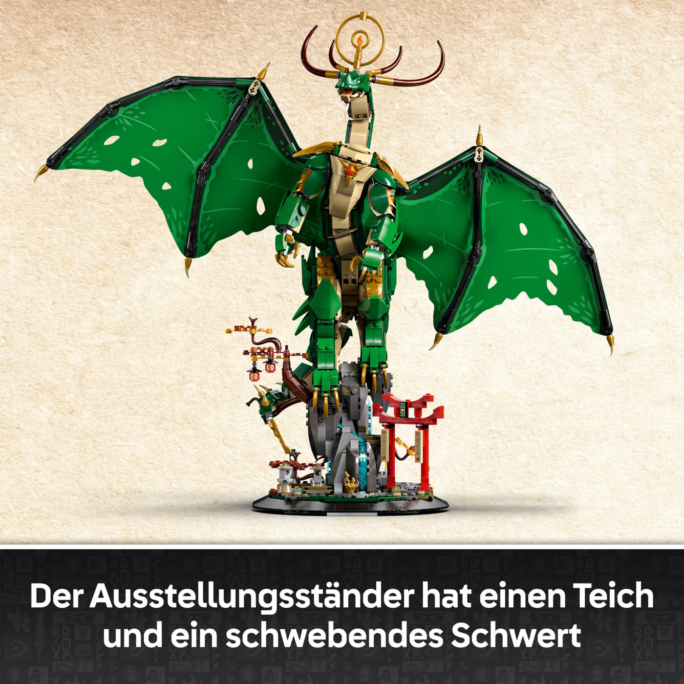 LEGO NINJAGO Wächterdrache Bauset - Mit Drachenfigur, Meister Wu Minifigur & Ständer – Bauspielset für Jungen ab 14 Jahren & Teenager 71847