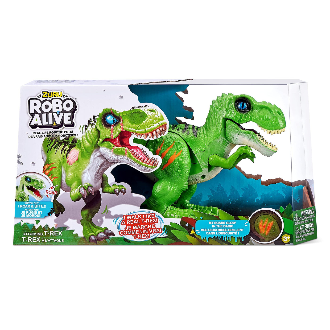 Robo Alive Angreifender T-Rex Serie 2, Dinosaurier-Spielzeug, batteriebetriebenes Roboter-Spielzeug (grün)