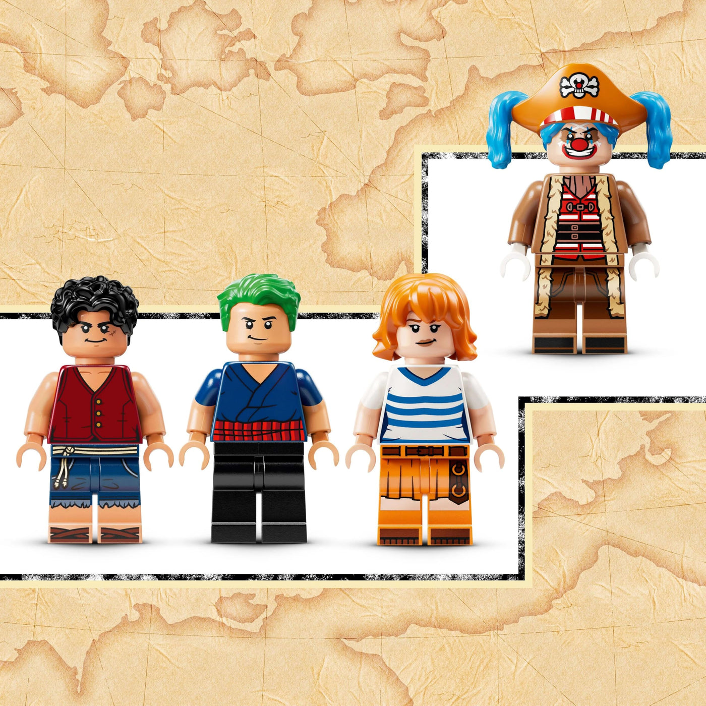 LEGO ONE Piece Zirkuszelt von Buggy dem Clown - Interaktives Spielzeug mit 4 Minifiguren - Ruffy, Nami & Zoro sowie 2 Steckbriefen - Kreatives Geschenk für Jungen, Mädchen & Fans ab 8 Jahren - 75637