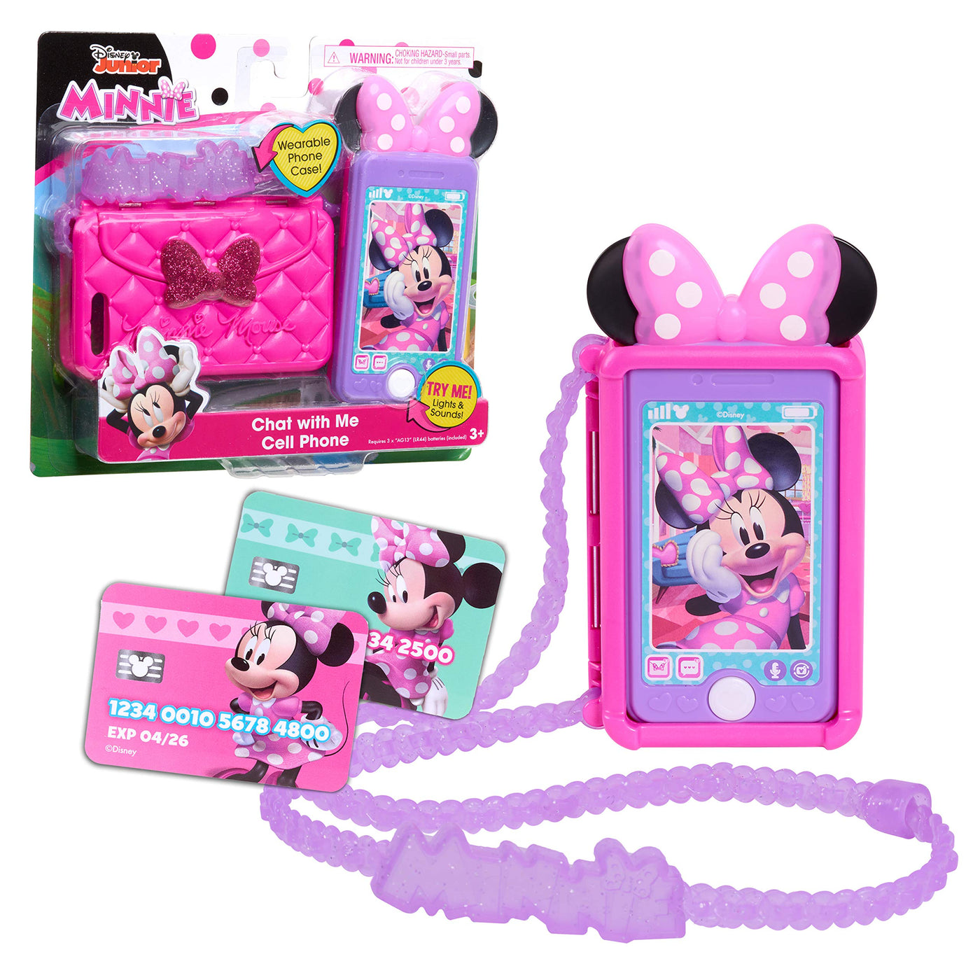 Minnie Mouse Disney Junior Chat with Me Spiel-Handy-Set mit Lichtern und Soundeffekten, Kinderspielzeug ab 3 Jahren von Just Play