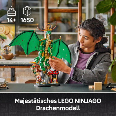 LEGO NINJAGO Wächterdrache Bauset - Mit Drachenfigur, Meister Wu Minifigur & Ständer – Bauspielset für Jungen ab 14 Jahren & Teenager 71847