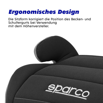 Sparco Kinderautositz-Erhöhung Schwarz und Grau i-Size. Neue Europäische Norm 2024 ECE 129/03. 125-150 cm