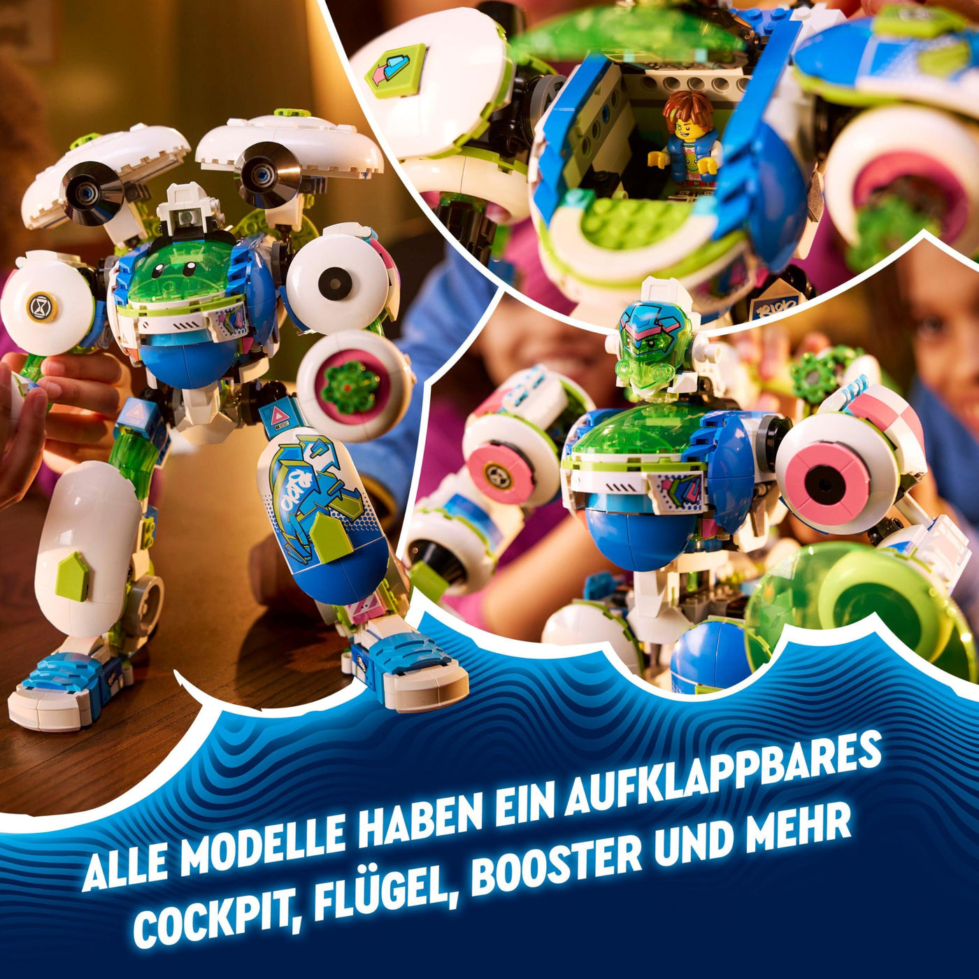 LEGO DREAMZzz 3-in-1 Mateo und Z-Blob der Ritter-Mech, Spielset zum Umbauen für Jungen und Mädchen ab 10 Jahren, Geschenk für Kinder, Fantasy-Set, Roboter in 3 Varianten, Abenteuer-Spielzeug 71485