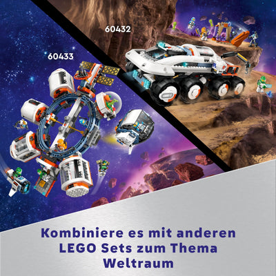 LEGO City Raumbasis mit Startrampe, Raumstation-Spielzeug mit Weltraum-Fahrzeug und Raumschiff für Kinder, Set mit 6 Minifiguren, Roboter und Alien-Figuren, Geschenk für Jungs und Mädchen 60434