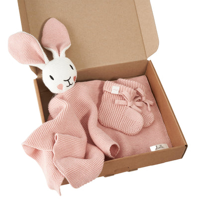 Livella Kuscheltuch „Hase“ mit Söckchen - Reine Bio-Baumwolle – Premium Schmusetuch, Kuscheldecke, Schmusedecke, Strickdecke - Samtweich & atmungsaktiv - Oeko-TEX® Standard 100 und GOTS Zertifiziert