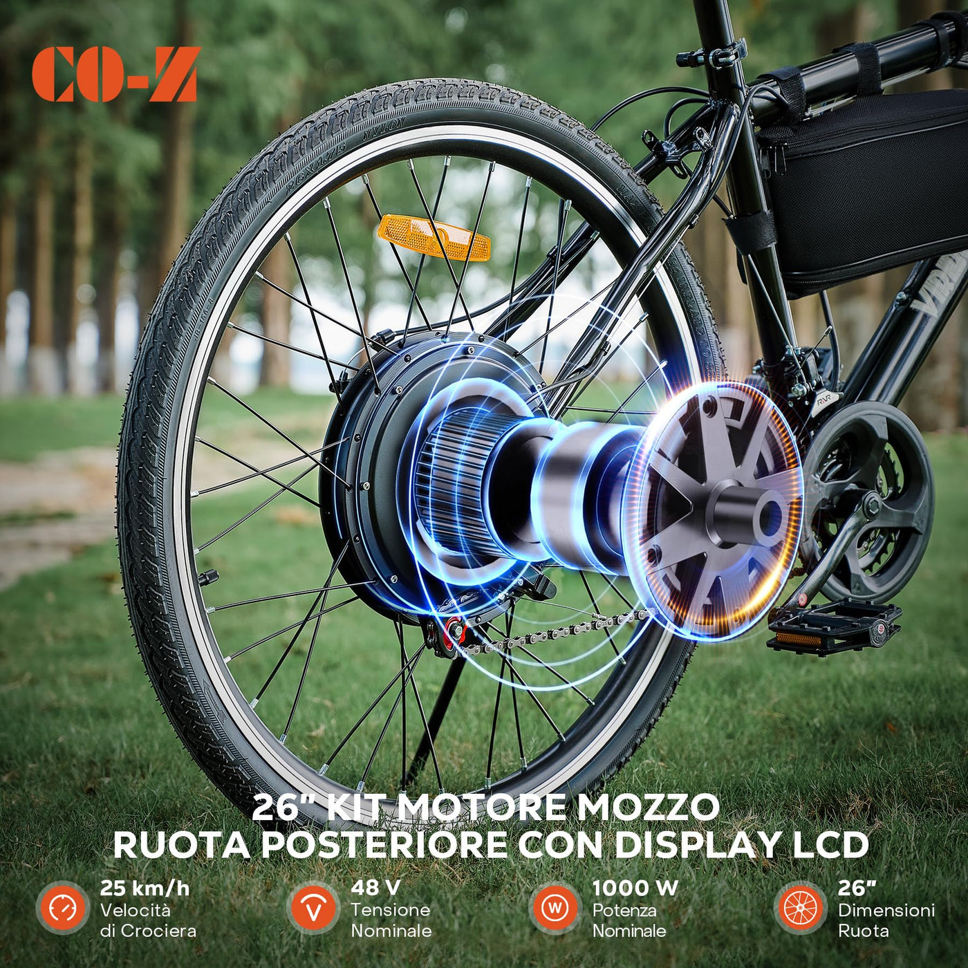 CO-Z 26 Zoll Ebike Umbausatz E-Bike Hinterrad Umbausatz Kit Elektrofahrrad Umbausatz Ebike Conversion Kit Electric Bicycle Umbausatz Pedelec Umbausatz 1000W