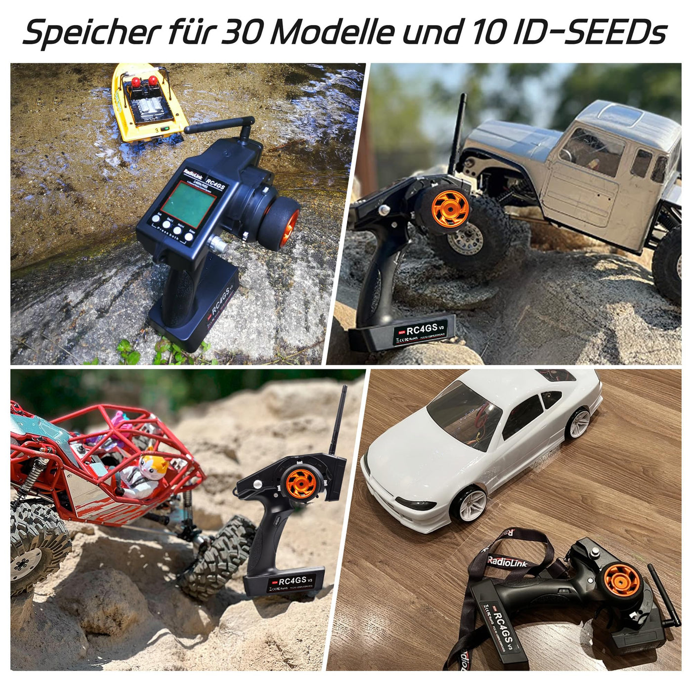 Radiolink RC4GS V3 5 Kanäle RC Fernsteuerung mit Empfänger Set R6FG Gyro-integriert 2.4 GHz RC Fernbedienung Sender für Modellbau wie Auto Crawler Truck Boot