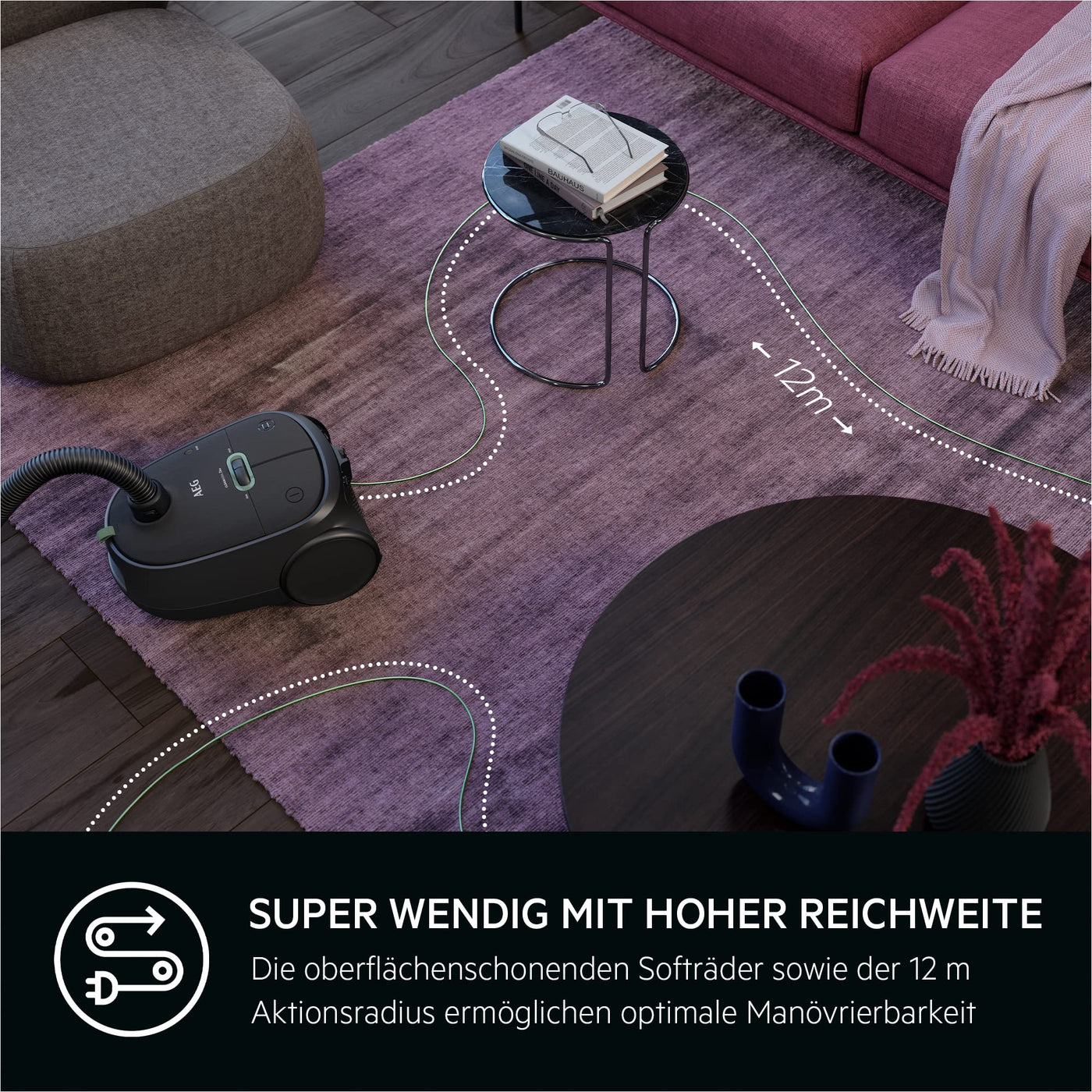 AEG CLEAN 6000 AB61C1OKO ÖKO Staubsauger / hohe Saugleistung / Zusatzdüsen / XL-Räder / Edelstahl-Teleskoprohr / 65% Recyclingmaterial / 12 m Kabel / 750 Watt / Zubehör / grau