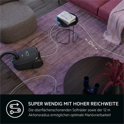 AEG CLEAN 6000 AB61C1OKO ÖKO Staubsauger / hohe Saugleistung / Zusatzdüsen / XL-Räder / Edelstahl-Teleskoprohr / 65% Recyclingmaterial / 12 m Kabel / 750 Watt / Zubehör / grau