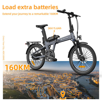 A Dece Oasis ADO E-Bike Air20Pro,klapprad e-Bike,Riemenantrieb,e Bike 20 Zoll, 2 Gang,Bürstenloser Motor,3,5-Zoll-IPS-Display,ebike Damen/Herren Mit Batterie (Maximale Reichweite 160 KM) (Blue)