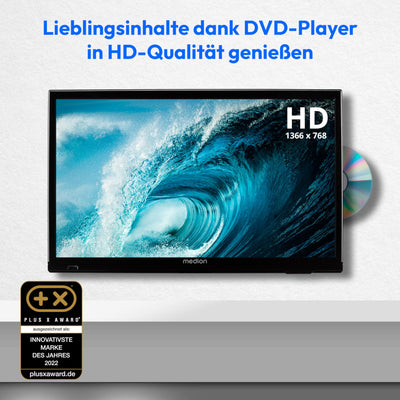 MEDION E11909 (MD 20059) 47 cm (19 Zoll), 768p, HD Fernseher mit DVD-Player (perfekt für Camping Wohnmobil LKW Garten, 12V KFZ Car-Adapter, Triple Tuner Receiver)
