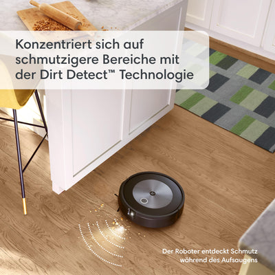 iRobot Roomba Combo j5+ (j5576) Saug- und Wischroboter, autom. Absaugstation, Kartierung, PrecisionVision Navigation, 4-Stufen-Reinigung, Objekterkennung und -vermeidung, Sprachassistentenkompatibel