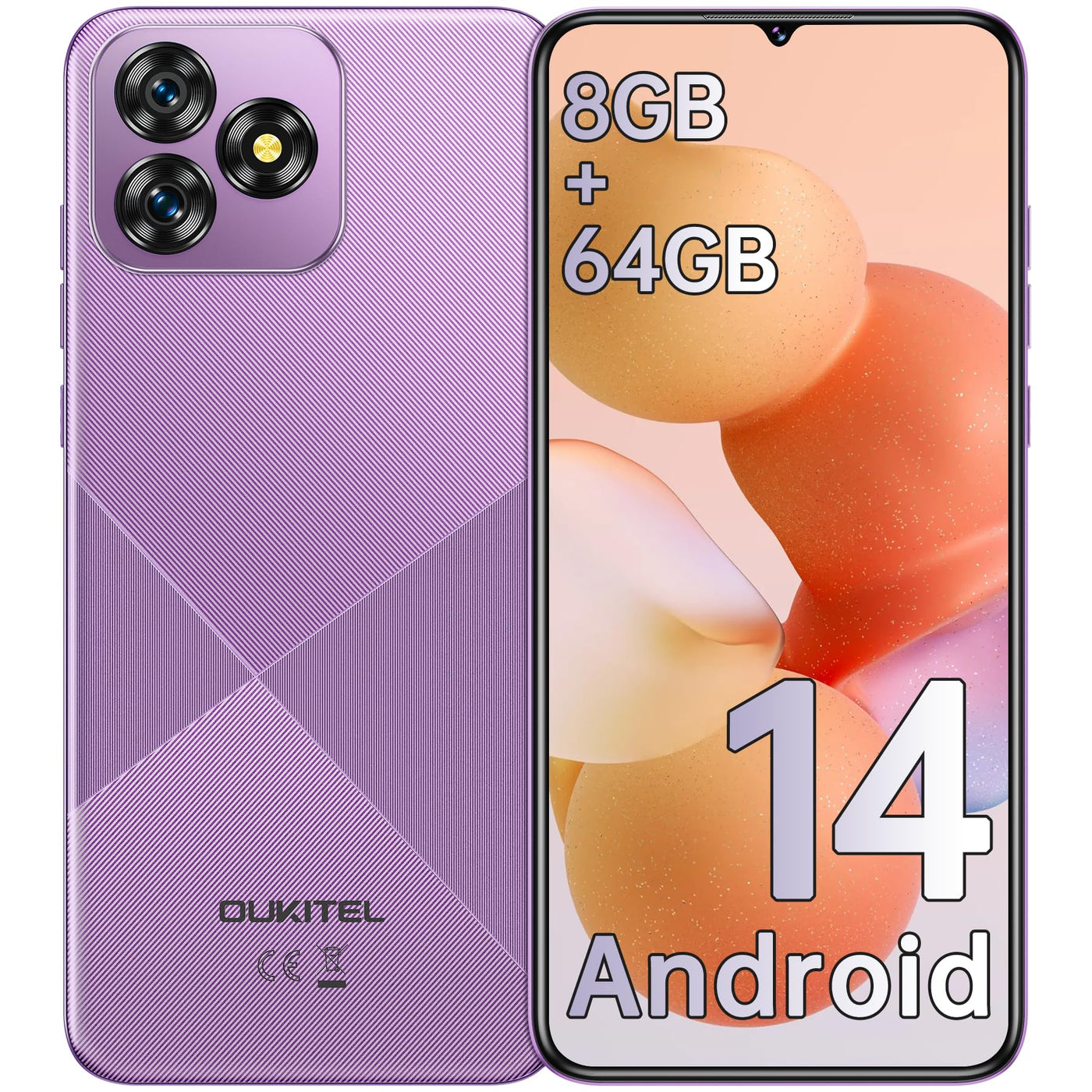 OUKITEL C53 Android 14 Smartphone Ohne Vertrag - 8GB+64GB/1TB erweiterbar Handy Ohne Vertrag, Octa Core 6,6" HD+ Smartphone, 13MP+5MP Kamera 4300mAh, 4G Dual SIM Simlockfreie Handys, Gesicht/GPS, Grün
