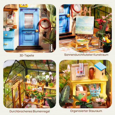 Rolife DIY Miniature House Miniatur Haus Bausatz Selber Bauen mit LED Licht Deko 3D Holzpuzzle Modellbausatz Diorama Modellbau Bastelset für Erwachsene Frauen Kinder