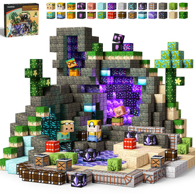 GobiDex Magnetische Bausteine Blöcke 100 Stück, MagWonder Bauen Sie mit Gemfifre Hollow Magnetblöcke, Game-Based STEM Montessori Spielzeug für Kinder ab 3 Jahren, Geschenk für Jungen und Mädchen