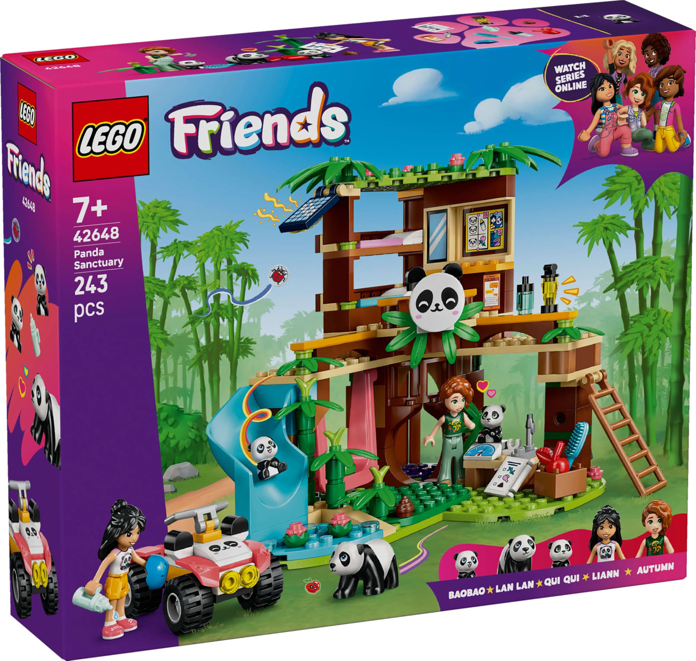 LEGO Friends Panda-Pflegestation - Spielzeug mit Baumhaus, Quad, 2 Mini-Puppen und 3 Panda Figuren - Kreatives Set für Mädchen ab 7 Jahren - 42648