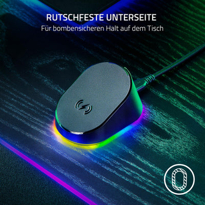 Razer Mouse Dock Pro & Charging Puck - Magnetische drahtlose Ladestation & Akku (Hyperspeed 4K Hz, 8 RGB Chroma Beleuchtung & Modul für kompatible Razer Mäuse) Schwarz