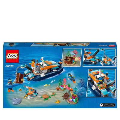 LEGO 60377 City Meeresforscher-Boot Spielzeug, Set enthält EIN Korallenriff, EIN U-Boot, 3 Minifiguren und Mantarochen, Haie, Krabben und 2 Schildkröten, Meerestiere Figuren für Kinder ab 5 Jahren