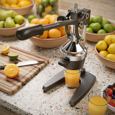 Arendo - Saftpresse - Handentsafter Edelstahl - mechanischer Entsafter – Orangenpresse Zitruspresse manuell mit Hebel – für Orangen Pampelmusen Zitrusfrüchte - massive Bauweise