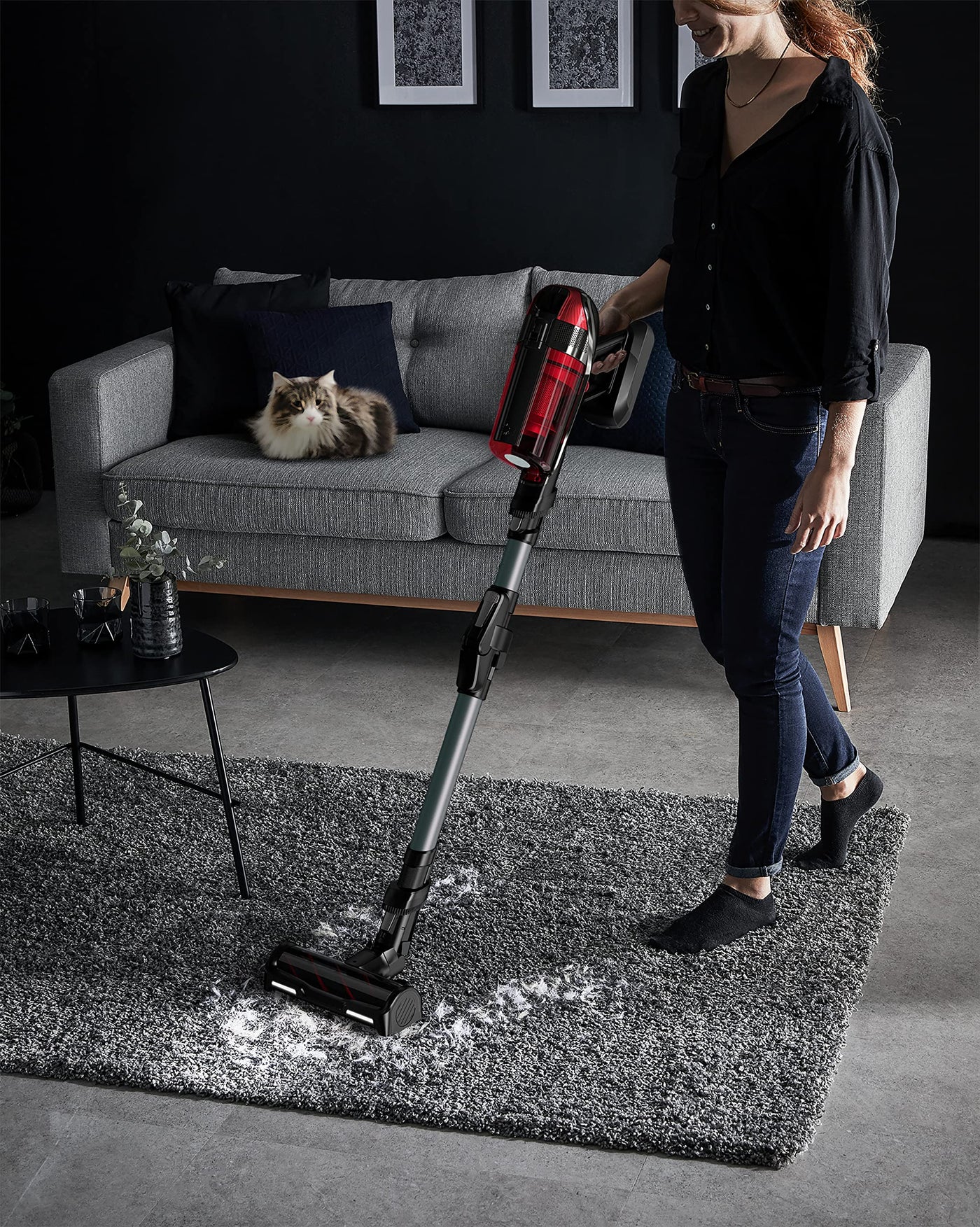 Rowenta X-Force Flex 12.60 Animal, Kabelloser Staubsauger mit Tierhaar-Zubehör, Flex-Gelenk, bis zu 150 AirWatt und 45 min Akku-Laufzeit, RH98A8WO, Rot/Schwarz