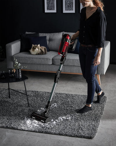 Rowenta X-Force Flex 12.60 Animal, Kabelloser Staubsauger mit Tierhaar-Zubehör, Flex-Gelenk, bis zu 150 AirWatt und 45 min Akku-Laufzeit, RH98A8WO, Rot/Schwarz