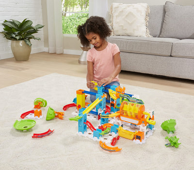 VTech Marble Rush - Super Action Set L100 E - Interaktives Kugelbahn-Set mit Licht und Sound, spannenden Bahnelementen, Aufbaumöglichkeiten und Wegführungen - Für Kinder von 4-12 Jahren