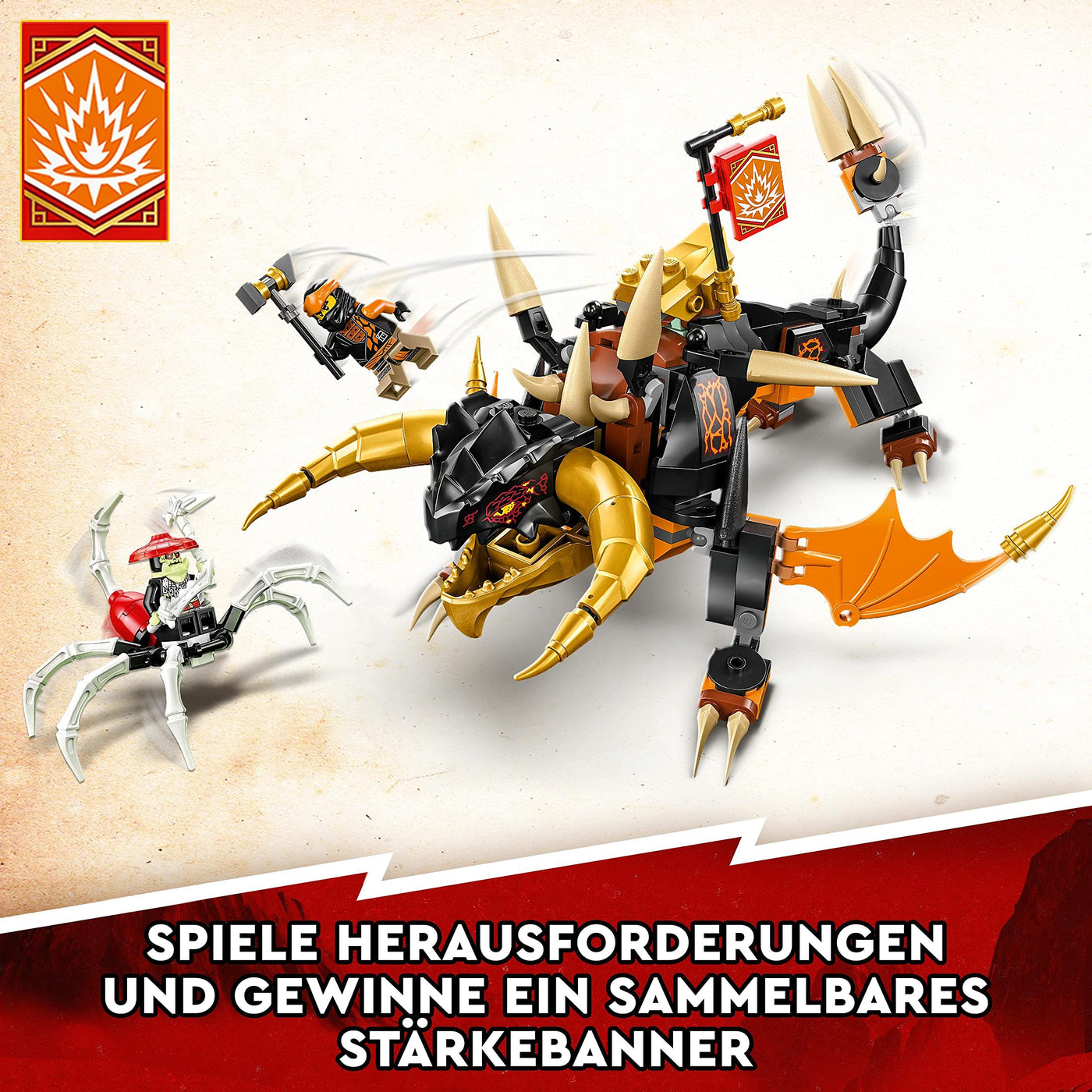 LEGO NINJAGO Coles Erddrache EVO, Spielzeug zum Sammeln mit aufrüstbarem Drachen & Skorpion-Figur sowie Minifiguren für Jungen und Mädchen 71782
