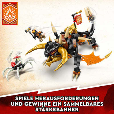 LEGO NINJAGO Coles Erddrache EVO, Spielzeug zum Sammeln mit aufrüstbarem Drachen & Skorpion-Figur sowie Minifiguren für Jungen und Mädchen 71782