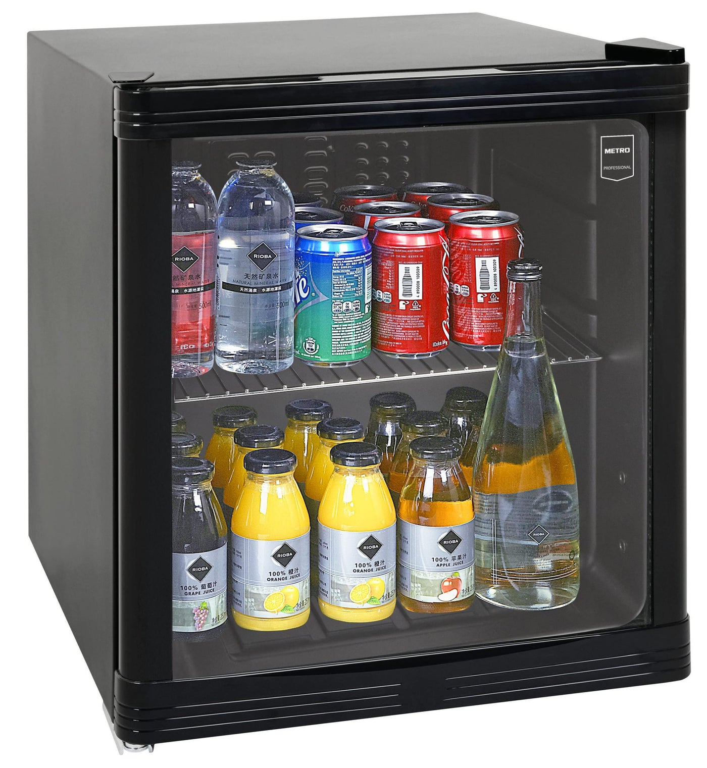 METRO Professional Minibar GPC1046, Edelstahl/Glas, 46 L, schwarz