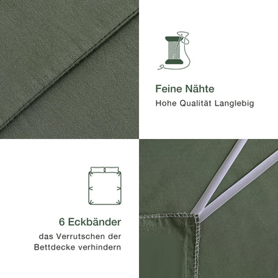 JELLYMONI Bettwäsche 135x200 Baumwolle 4-Teilig Bettwäsche-Sets Grün Oeko-Tex 100% Gewaschene Baumwolle 2 Bettbezüge mit Reißverschluss und 2 Kissenbezüge 40X80 mit Umschlag Weich 4tlg. Bettwäsche