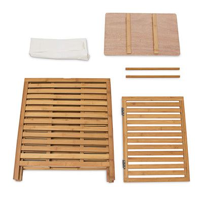 Relaxdays Wäschetruhe, Bambus, HxBxT: 60 x 50,5 x 35,5 cm, herausnehmbarer Wäschesack, Volumen 100 l, Wäschekorb, natur