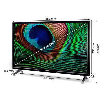 MEDION 59,8 cm (24 Zoll) HD Fernseher (Android TV, Smart TV, HDR, Netflix, Prime Video, PVR, Bluetooth, MD 824100)