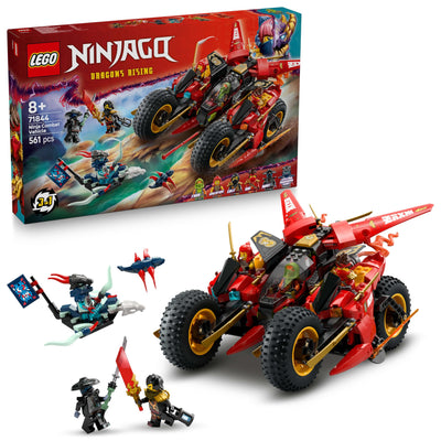 LEGO NINJAGO Ninja-Actionflitzer - 3-in-1-Spielzeug mit 2 Ninja-Bikes, 1 Jet und 6 Minifiguren, einschließlich Kai und Frak - Aufstieg der Drachen Geschenk für Jungen ab 8 Jahren - 71844