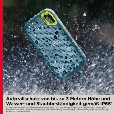 SanDisk Extreme Portable SSD 4 TB (tragbare NVMe SSD, USB-C, bis zu 1.050 MB/s Lesegeschwindigkeit und 1.000 MB/s Schreibgeschwindigkeit, wasser- und staubbeständig) Monterey
