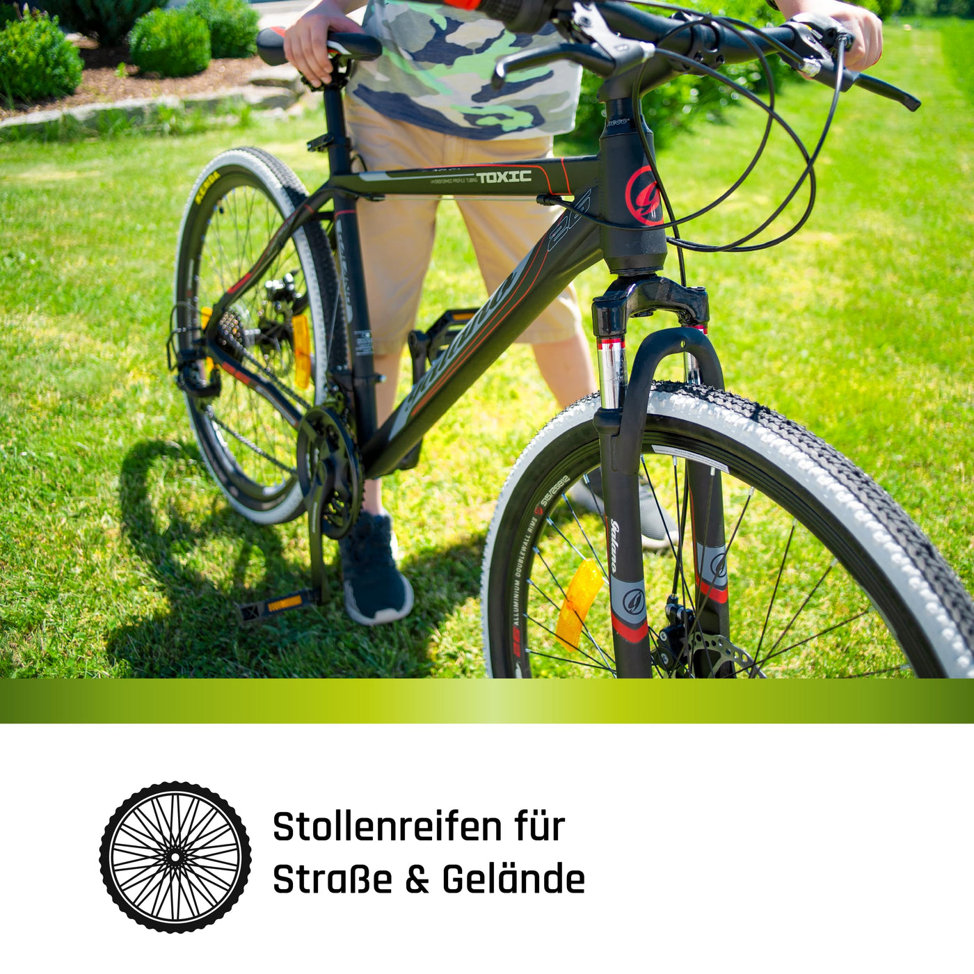 Galano Toxic Mountainbike 26 Zoll ab 145 cm für Damen Herren Mädchen Jungen mit 21 Gang, Federgabel und Scheibenbremse Fahrrad MTB Hardtail Unisex (schwarz/blau, 36 cm)