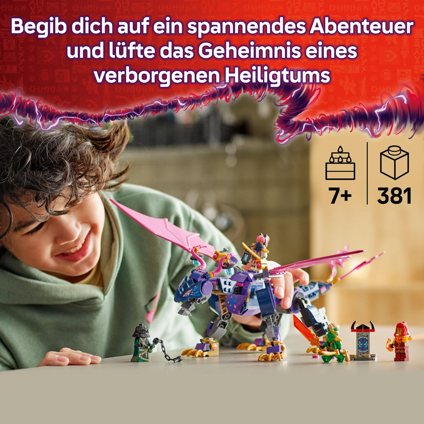 LEGO NINJAGO Rontu der Meisterdrache -Bewegliche Drachen-Figur mit Shootern - 4 Minifiguren, inkl. Lloyd, Sora & Wyldfyre - Ninja-Spielzeug für Kinder - Geschenk für Jungen ab 7 Jahren - 71842