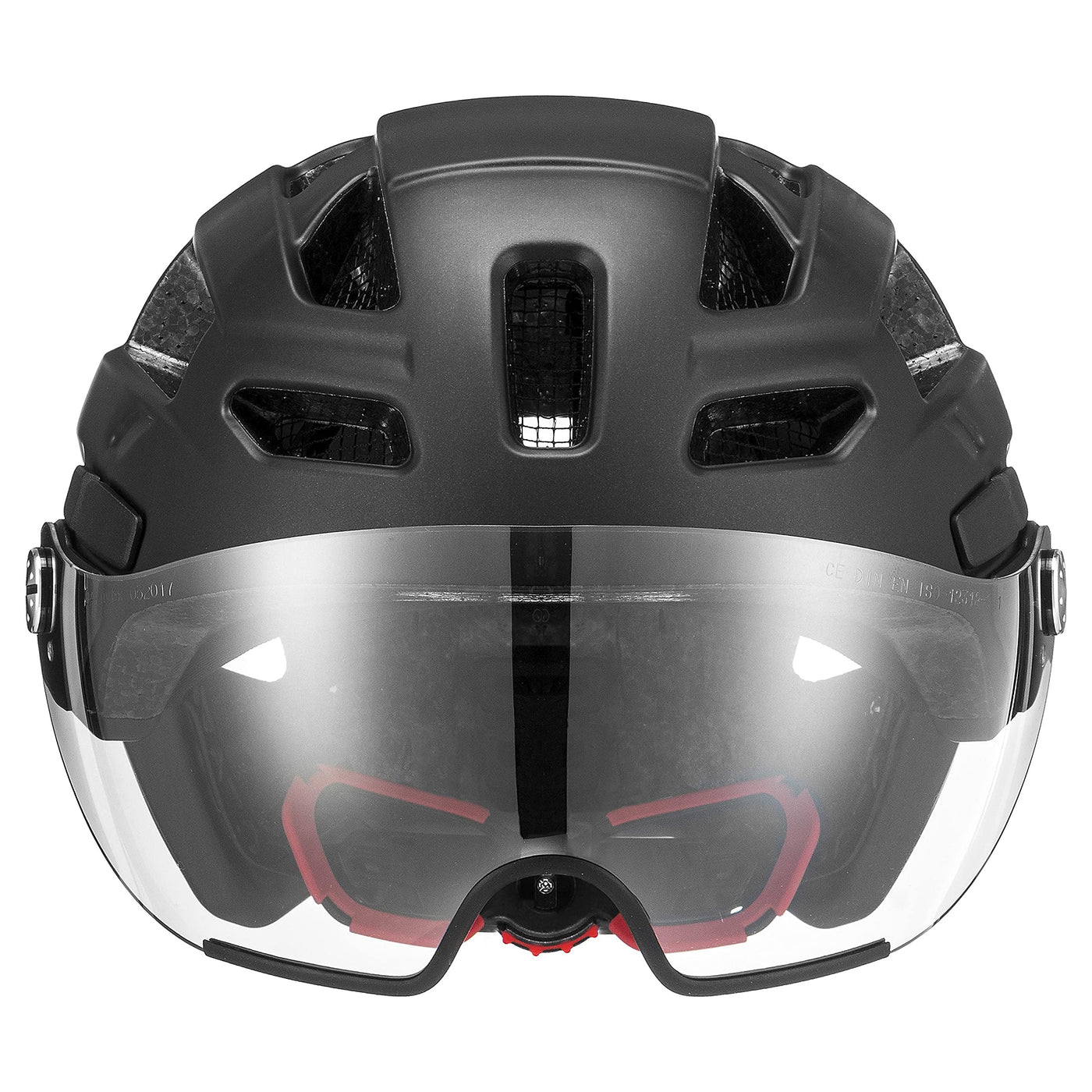 uvex finale visor - sicherer City-Helm für Damen und Herren - mit Visier - inkl. LED-Licht - black matt - 56-61 cm