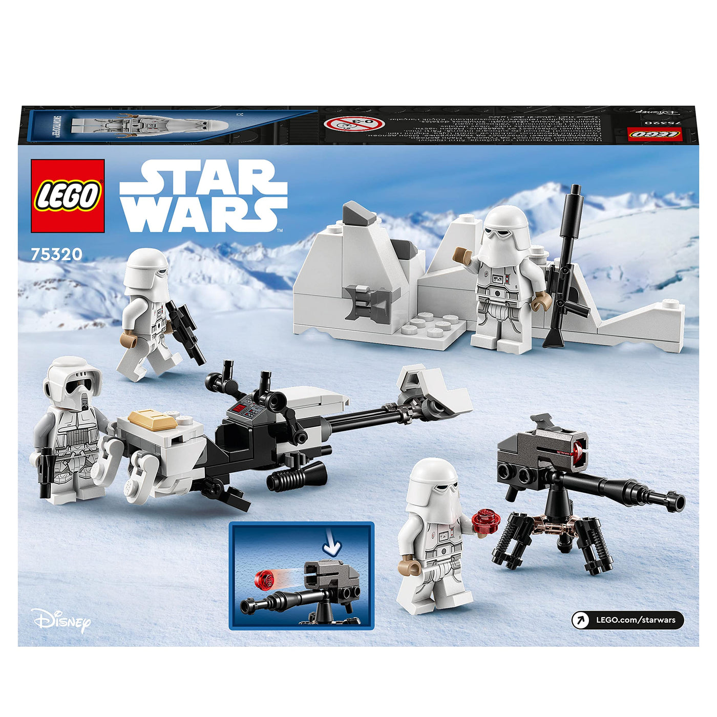 LEGO 75320 Star Wars Snowtrooper Battle Pack, Sammelbares Spielzeug zum Bauen für Kinder, Jungen und Mädchen ab 6 Jahren, mit 4 Figuren, Waffen und Düsenschlitten, Geschenk für Fans